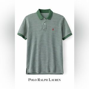 Polo Ralph Lauren Classic Green, Blue and White Striped Shirt